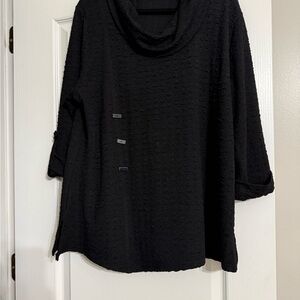Calessa Black Textured Cowl Neck Top